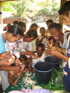 A organic gardening training on making and using natural pesticides with Permatil near Behedan