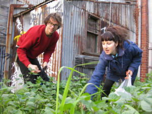 Authors Adam Grubb and Annie Raser-Rowland harvest the bounty