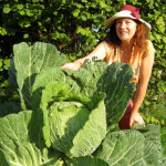 Alanna Moore with her giant cabbage